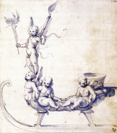 Bozzetto per una slitta con putti da Giuseppe Arcimboldo